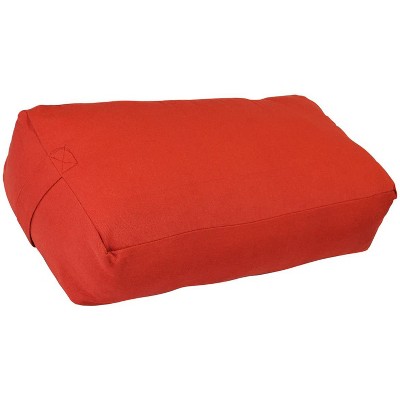 YogaAccessories Supportive Rectangular Natural Cotton Extra Firm Portable Yoga Pillow Bolster with Carrying Handles and Removable Cover, Cardinal Red