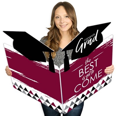 Big Dot of Happiness Maroon Grad - Best is Yet to Come - Burgundy Congratulations Giant Greeting Card - Big Shaped Jumborific Card