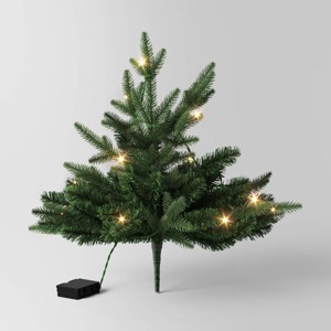 20" Pre-lit LED Battery Operated Mixed Pine Mini Christmas Artificial Pot Filler Warm White Lights - Wondershop™: Indoor/Outdoor - 1 of 4
