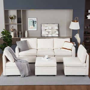 Oversized U-Shaped Sectional Sofa with Storage & Convertible Chaise, Removable Chenille Cover for Living Room or Office - 1 of 4