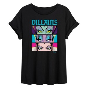 Women's - Disney Villains - Villains Stacked Oversized Graphic T-Shirt - 1 of 4