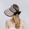 Anna-Kaci Womens Roll Up Straw Sun Visor Wide Brim Bow Detail Adjustable UV Protection Packable Summer Hat - 2 of 4
