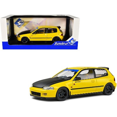 1991 Honda Civic (EG6) RHD (Right Hand Drive) "Spoon Version" Yellow Carnival with Black Hood 1/18 Diecast Model Car by Solido