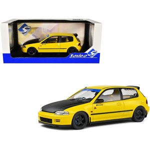 1991 Honda Civic (EG6) RHD (Right Hand Drive) "Spoon Version" Yellow Carnival with Black Hood 1/18 Diecast Model Car by Solido - 1 of 4