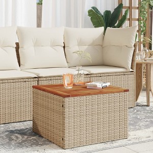Garden Table Beige and Brown PE Rattan Small Durable - 1 of 4