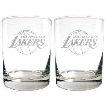 NBA Los Angeles Lakers Laser Etched Rocks Glass Set - 2pc