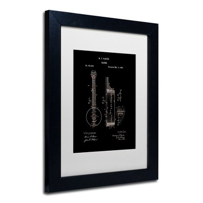 Trademark Fine Art - Claire Doherty 'Vintage Banjo Patent 1896 Black' Matted Framed Art