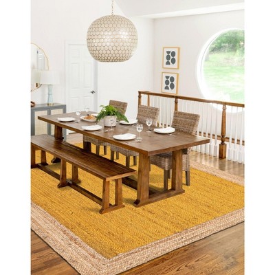 Handmade Yellow Braided Jute Rectangular Area Rug
