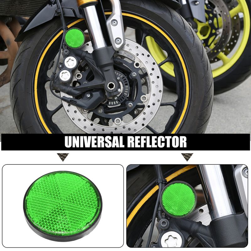 Unique Bargains Motorcycle Round Safety Spoke Reflective Self Adhesive Reflector Green 10 Pcs, 2 of 7