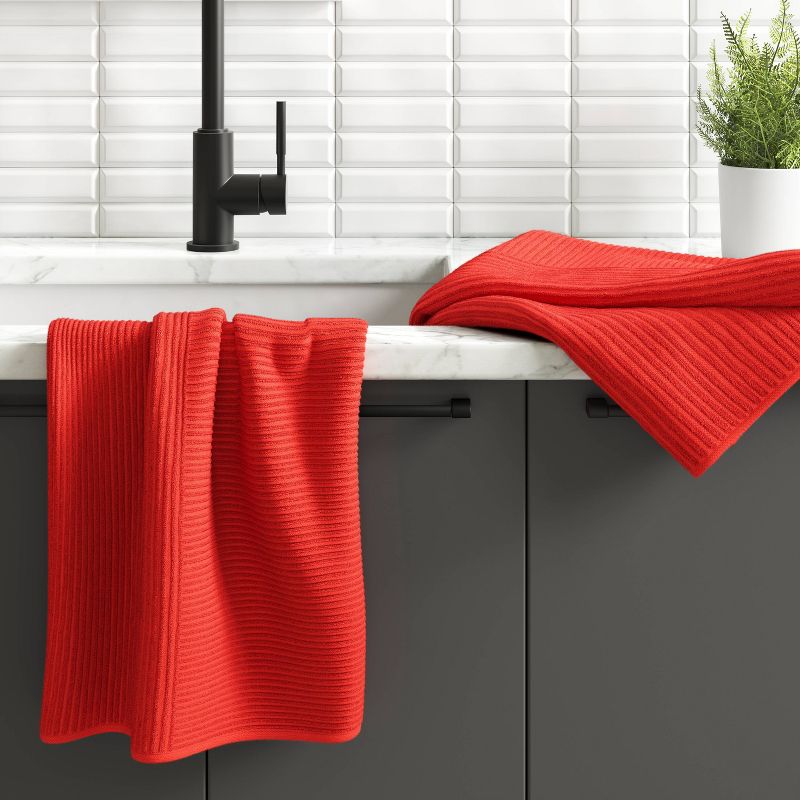 2pk Cotton Solid Ribbed Terry Kitchen Towels Orange - Project 62&#8482;, 3 of 4
