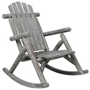 VisioGear Wooden Porch Rocker Chair, Patio Rockers for Outside, Garden, Grey, 26"*39.3"*38" - 1 of 4