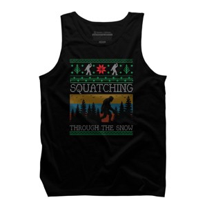 Men's Design By Humans Christmas Retro Sasquatch Vintage Bigfoot Ugly Christmas Sweater By pahari Tank Top - 1 of 4