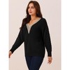 Seta T Women's Long Sleeve Trendy Lace V Neck Knit Drop Shoulder Pullover Sweater Tops - 2 of 4