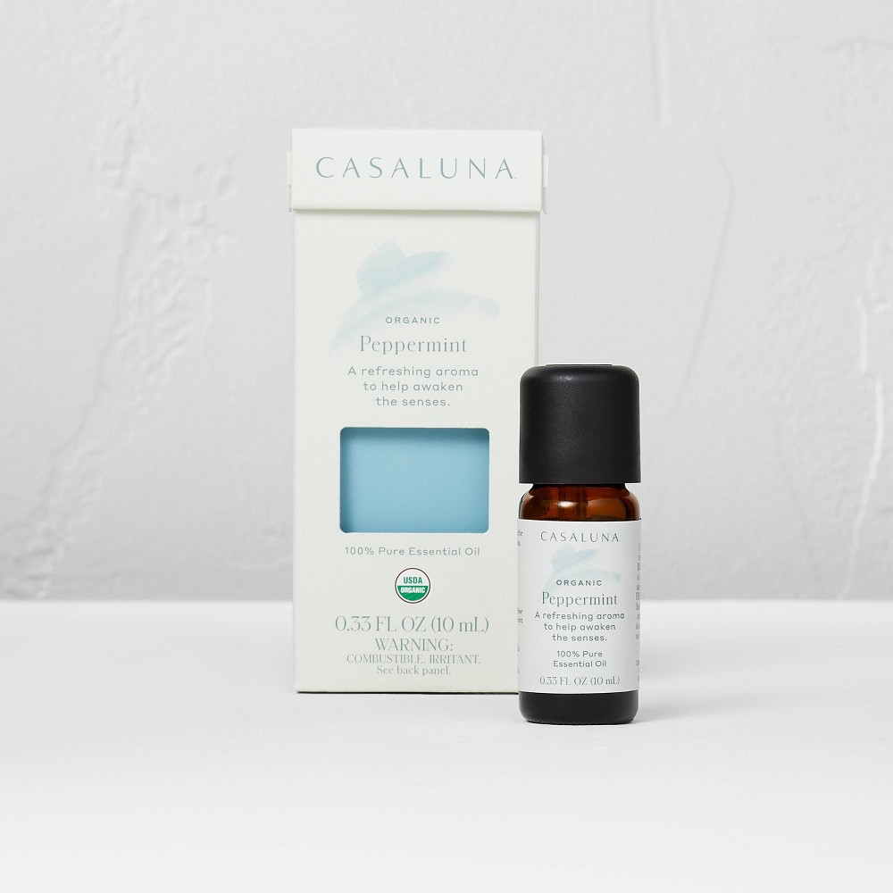 0.33 fl oz Organic Peppermint Essential Oil - Casaluna™: USDA Certified, Non-GMO, for Ultrasonic Diffusers