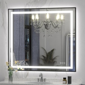 Apmir Super Bright Front & Back LED Lighted Anti-Fog Aluminum Alloy Framed Tempered Glass Bathroom/Vanity Mirror with ETL & 3-Year Warranty - 1 of 4