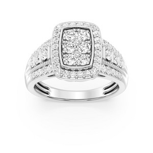 GILDED 1 CTTW Lab Grown Diamond Fashion Square Ring in Sterling Silver, Size 7 - 1 of 4