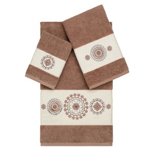 Linum Home Textiles 100% Turkish Cotton ISABELLE Embellished Towel Set - 1 of 4