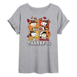 Women's - Peanuts - Thankful Oversized Graphic T-Shirt - 1 of 4