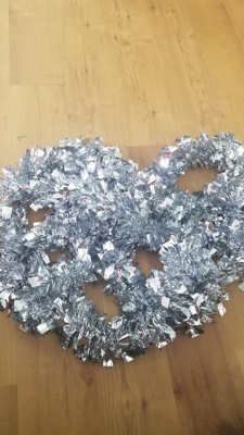 12' Unlit Shiny Holographic Silver Boa Christmas Tinsel Garland