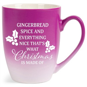 Gingerbread Spice And Everything Nice That's What Christmas Is Made Of Two Toned Ombre Matte Pink and White 12 ounce Ceramic Stoneware Coffee Cup Mug - 1 of 4