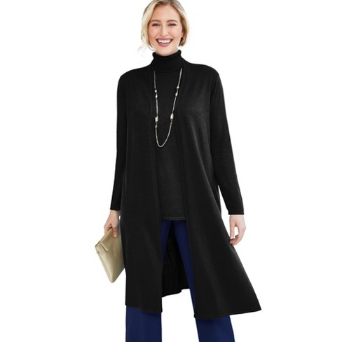 Black cashmere duster sweater sale