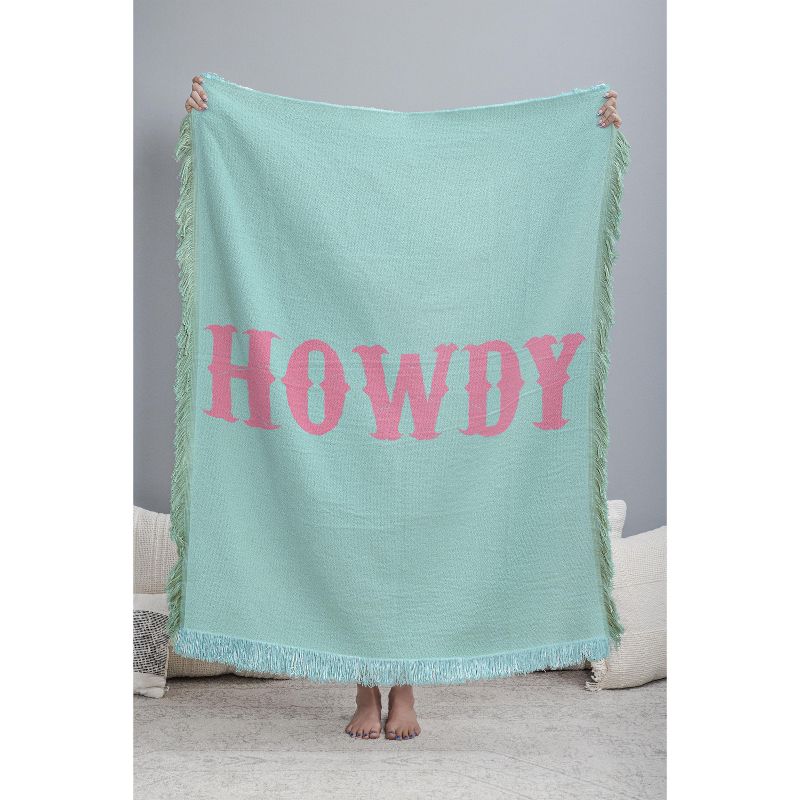 socoart HOWDY blue pink Woven Throw Blanket - Deny Designs, 3 of 8