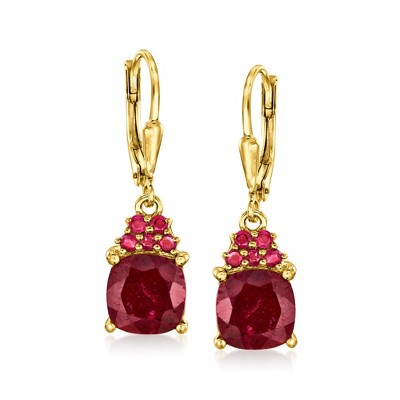 Ross-Simons 5.30 ct. t.w. Ruby Drop Earrings in 18kt Gold Over Sterling