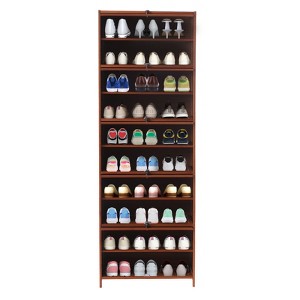 YIYIBYUS 10 Tier Freestanding Shoe Rack Bamboo Shoe Cabinet with Doors - 1 of 4