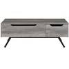 HomeRoots 48" Gray Oak and Black Wood and Steel Lift Top Coffee Table With Drawer - 4 of 4