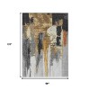 Black And Gold Abstract Washable Indoor Outdoor Area Rug - 3 of 4