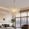 DOMETOUR 27.5 Gold Pendant Light Chandelier with Clear Glass Globe Shade, Adjustable Height, for Living Room, Dining Room, Kitchen (No Bulbs) - 3 of 4