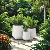 Rosemead Home & Garden, Inc. 3pc Concrete Outdoor Planter Pot Small Medium and Large with Drainage Hole White - 2 of 4