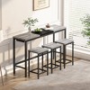 4-Piece Dining Set with 3 Space-Saving Hanging Stools and Color-Blocking Tabletop - 3 of 4
