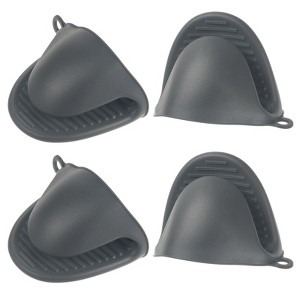 Unique Bargains Silicone Heat Resistant Anti-Slip Reusable Oven Mitts 4 Pcs - 1 of 4
