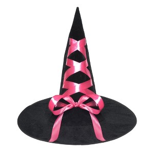 Underwraps Costumes Witch Hat with Ribbon Adult Costume Accessory | Pink - 1 of 4