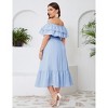 Women Plus Size Off Shoulder Maxi Dress Ruffle Flowy Summer Casual Boho Long Dresses - 3 of 4