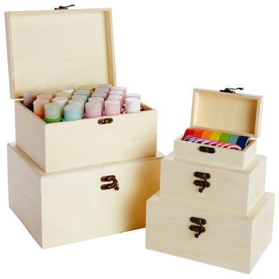 Juvale 12-Pack Small Wooden Boxes for Crafts - Unfinished Wood Treasure  Chest-Style Box with Hinged Lid, 2.4x1.6x1.7 in