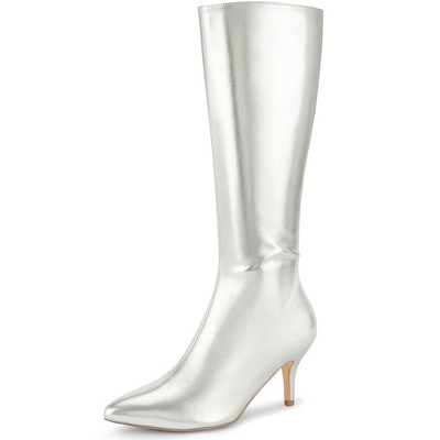 Perphy Women's Pointy Toe Stiletto Heels Knee High Boots