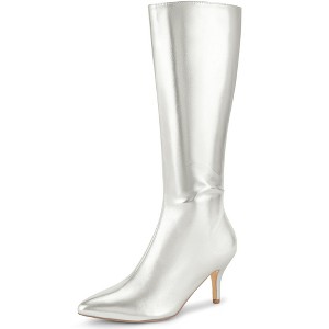 Perphy Women's Pointy Toe Stiletto Heels Knee High Boots - 1 of 4