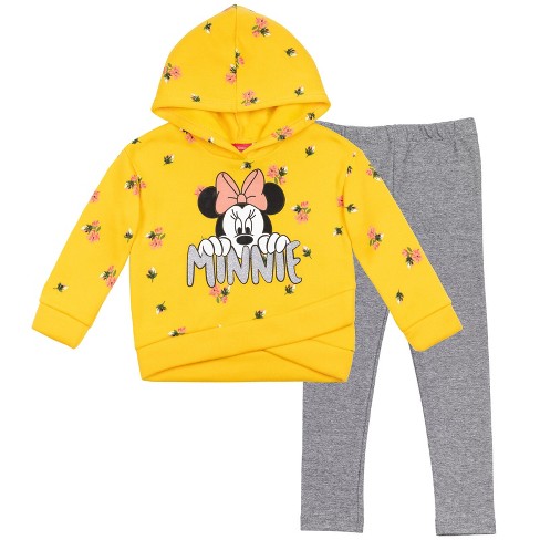 Disney Minnie Mouse Toddler Girls Pullover Fleece Hoodie & Leggings Yellow  2T
