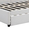 Gulches Full Size Upholstered Daybed with Trundle Sofa Bed Frame No Box Spring Needed, Linen Fabric(Beige) - 3 of 4