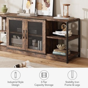 Orieon Industrial Farmhouse TV Stand for 75 Inch TVs, Rustic Media Console with Double Mesh Doors & Storage Cabinet, 500LB Capacity for Living Room - 1 of 4