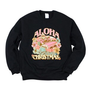 Aloha Christmas Surfing Santa - Women's Graphic Sweatshirt - 1 of 4