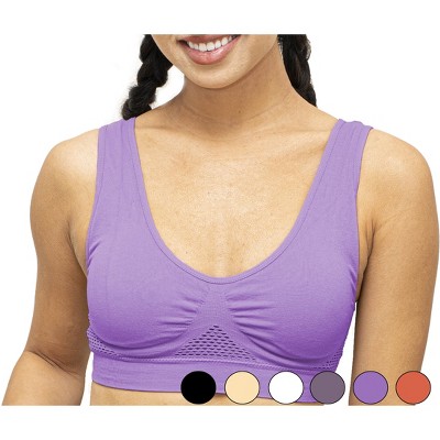 5 Star Super Deals Seamless Support Wireless Comfort Bra - Breathable Mesh Design, Anti-Chafing, Removable Pads, Sports Freedom Bra - Purple 3XL