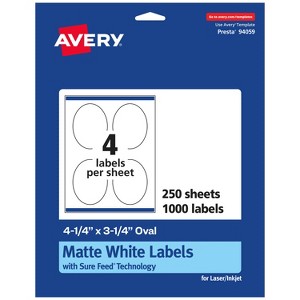 Avery Matte White Oval Labels, 4.25" x 3.25" - 1 of 4