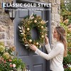 24in Pre-Lit Artificial Christmas Wreath, Warm White LED Lights, Gold ...