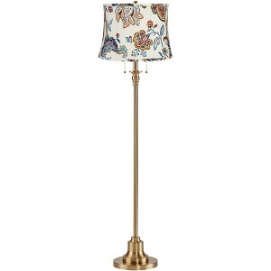360 Lighting Dyna 58"H Antique Brass and Paisley Floral Shade 2-Light Floor Lamp - 1 of 4