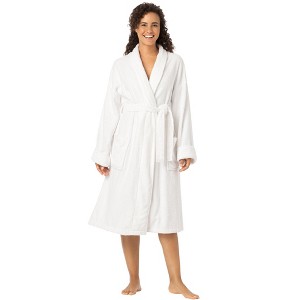 Dreams & Co. Women's Plus Size Short Terry Robe - 1 of 4