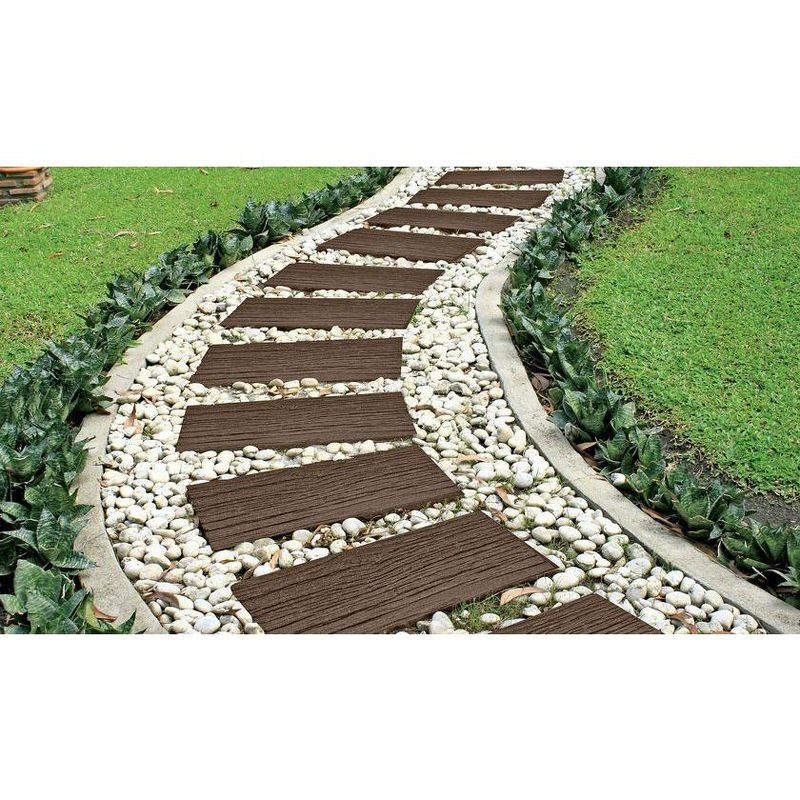 Flexon Rubber Railroad Tie Decorative Lawn and Garden Stepping Stone - Set of 3, 4 of 6
