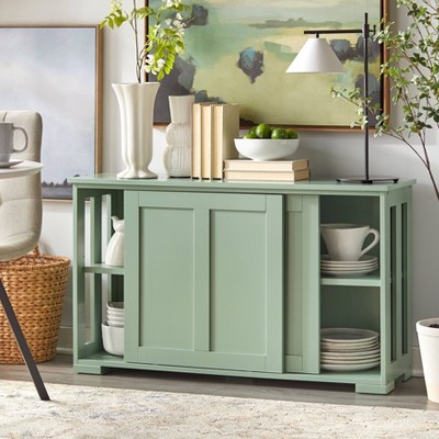 Mint Green Freestanding Office Cabinet with Adjustable Shelving